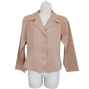 BM Long Sleeve Blazer Womens Small Brown Solid Button-up Tuxedo Jacket V-Neck